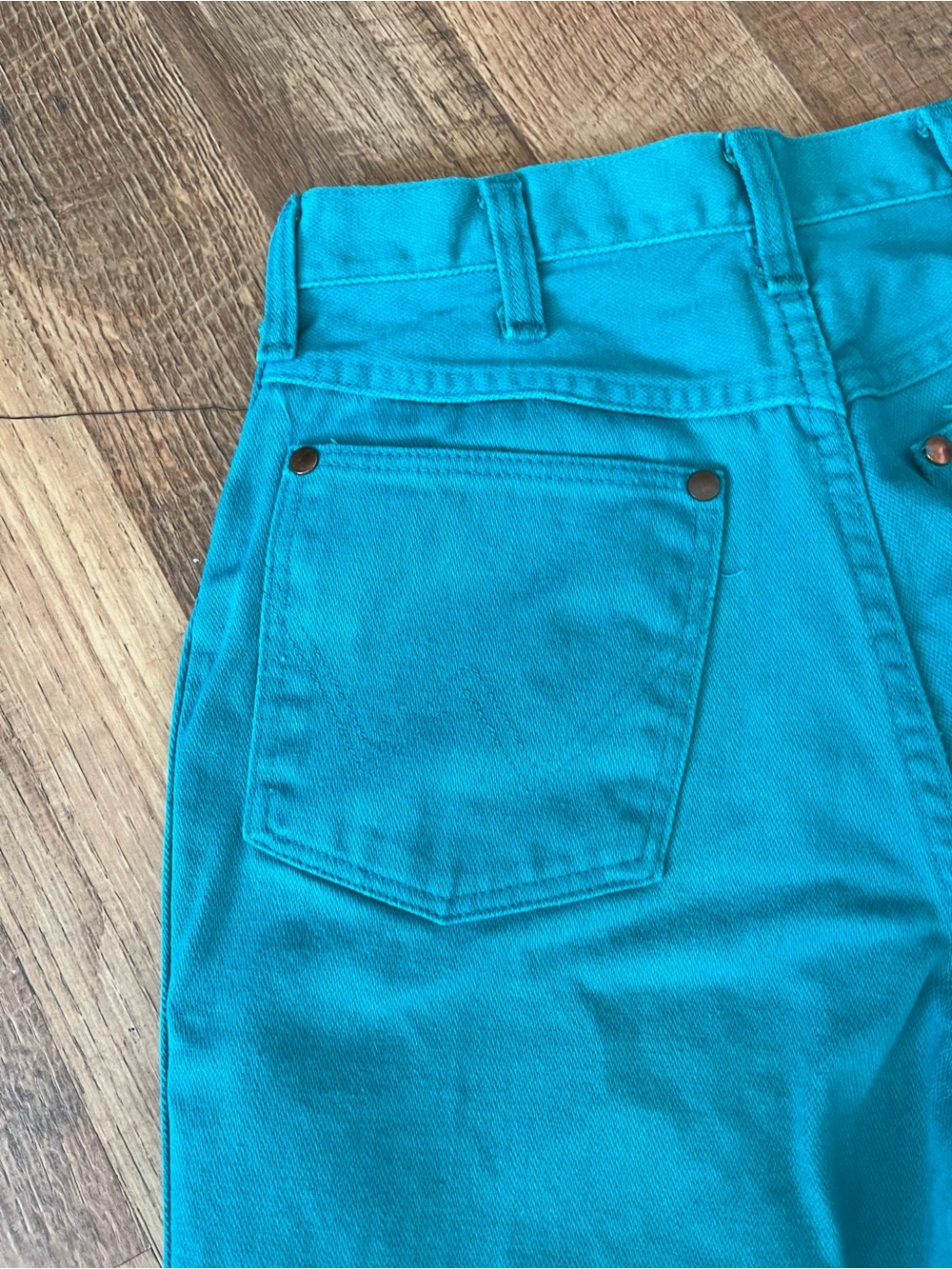 Wrangler Women’s Teal Flare Jeans vintage made in USA - Picture 9 of 13